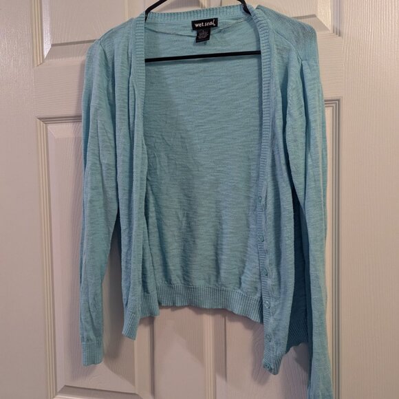 Size Large - Wet Seal - Minty Teal Button-Up Cardigan - Picture 1 of 4